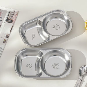 WORTHBUY มินิน่ารักเด็กจานอาหารค่ํา 304 สแตนเลสแบ่งอาหารแผ่นจานผลไม้สลัดแผ่นบนโต๊ะอาหาร