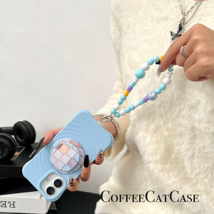 Ốp Lưng Điện Thoại Di Động Bằng Nhựa TPU Hấp Thụ Từ Tính Màu Xanh Lam Phong Cách Hàn Quốc Sáng Tạo Có Dây Đeo Vai Cho Apple 15 pro Max 16 pro Max