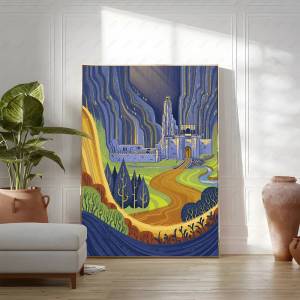 Bandai | Abstract Ring Art Retro Travel Poster Canvas Painting Vintage Film Mordor Castle Lord Magic Wall Kid Bed Room Home Decor Picture