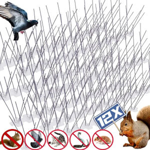 【Swan Home】12PCS Pigeon Spikes Deterrent Wire Spikes Stainless Steel Bird Repeller Anti Bird Pigeon Squirrel Cat Repellent for Garden Fence Roof