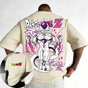 Bandai | Dragon Ball Anime Cotton T-shirt Summer New Frieza Color Printed Mens and Womens Street Hip Hop Loose Casual Parent Child Top