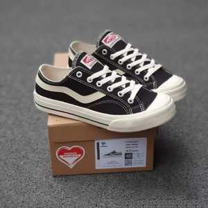 Sepatu Ventela Public Low Black Natural/ Sepatu Sekolah Casual Pria Wanita Autentic Sneakers Shoes Canvas Hitam Karet Kasual sale cowok