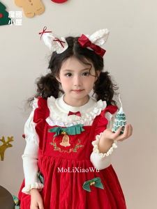 Christmas Red Satin Butterfly Knot Plush Rabbit Hair Clip Brown Deer Headband Sweet Hair Accessories for Girls Childrens Fashion