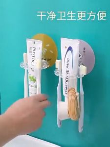 Plastic Toothbrush Holder Toothpaste Storage Rack Dispenser Bathroom Storage Rack Bathroom Tool
