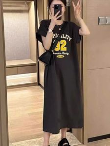 Casual Summer European Style Straight Loose Long T-shirt Dress