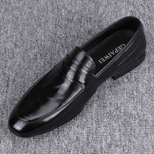 Fall 2024 Mens Slim Fit Pure Leather Casual Shoes Genuine Leather Business Formal Versatile Comfortable Sports Footwear