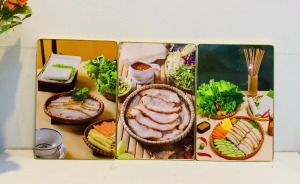 (ẢNH THẬT) Tranh treo tường trang trí quán bánh tráng cuốn thịt heo nổi tiếng kèm đinh