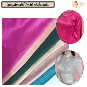 Vải lụa gấm may áo dài đồ bộ bà ba vải trơn nhiều màu họa tiết dệt sang trọng co giãn mềm mịn khổ ngang 1m50