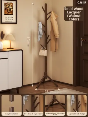 JIAJIESHI | Easy Assembly Oak Wood Coat and Bag Hanger