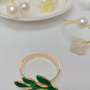 5PCS Cincin Napkin Universal Mawar Napkin Holder For Wedding Table Decoroation Gold Ring Bahan Logam