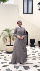 HAYNA Elodie Dress (Storm Grey) - Daily Dress 4 in 1 Style Busui Friendy Korean Style Gamis Wanita Muslim