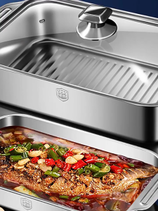 304Multi-Functional Baking Pan - Rectangular Design with Locking Lid Oven & Fish Cooking Optimized