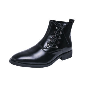 NUDANLAI | Giày Boot Nam Mùa Xuân Kiểu Moto Phong Cách Retro Đen Đế Dày