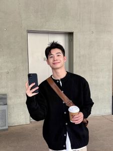 American Casual Black round Neck Knitted Open Cardigan Men Women Autumn Winter High Sensation Simple Loose Top Outerwear