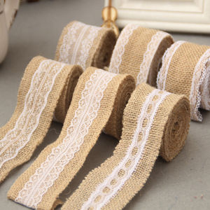 Digeo 2m Handmade Decorations Linen Volume Burlap Ribbon Cloth Roll Lace DIY Manual Accessories