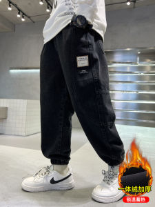 Boys Winter Fleece Lined Straight Leg Jeans Loose Fit Warm Casual Trousers for Kids Ages 6-14 Cotton Denim Long Pants