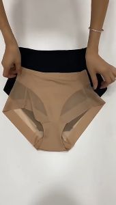 2PCS Set High Waist Tummy Control Body Shaper Satin Underwear Waist Trimmer for Women Belly