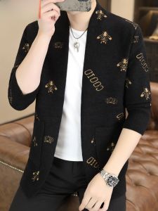 HENGYUANXIANG | Hengyuanxiang Mens Knitted Cardigan Slim Fit Jacket Autumn Fashionable Long Sleeve V-neck Soft Comfortable Polyester Nylon
