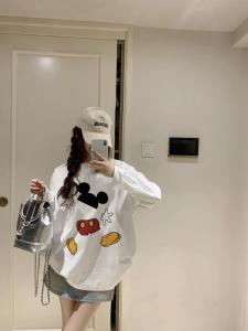 Retro American Cartoon Print Loose Fit round Neck Short Sleeve T-Shirt Womens Fashionable Spring 2025 Korean Style Cotton