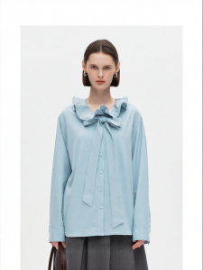 Wool Blend Ruffled Collar Shirt Autumn 2026 New Style