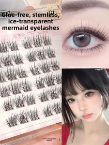 Natural Looking Self-Adhesive Fake Eyelashes with Tiny Pearls Baby Style Fish Tail Eyelashes for Women No Glue Required