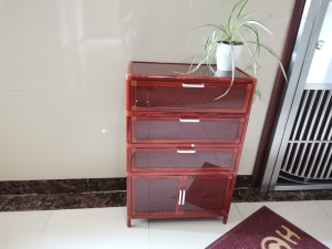 Antique Rosewood Aluminum Alloy Outdoor Shoe Cabinet Thickened and Large-Capacity Doorway Shoe Rack Waterproof and Sun Protection Corridor Balcony Cabinet