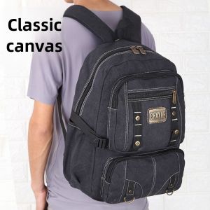 35 L Canvas Backpack Retro Sports Backpack Mens Bag Student Schoolbag Travel Bag Hiking Backpack Womens Sports Fitness