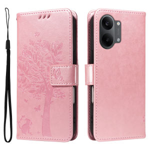 Leather Wallet Flip Case for Redmi Note Turbo 5 15 14R 15R 14C 15C 15A A4 A5 A7 K8 K90 Pro Max | Cat Tree Embossed Design