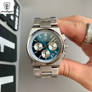 POEDAGAR Business Watch Mens Retro Casual Multifunctional Sports Luminous Display Three Dial Six Needle Waterproof Quartz Watches