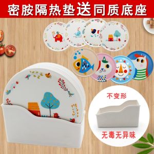 Thickened Durable Melamine Dinnerware Set Heat Resistant Pot Cup Mat Cartoon Style European round Shape Home Dining Restaurant