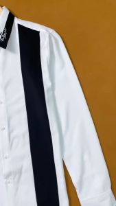 Áo sơ mi nam dài tay thêu chữ vải lụa mango dày dặn from slimfit trẻ trung mẫu mới cao cấp-DVFASHION