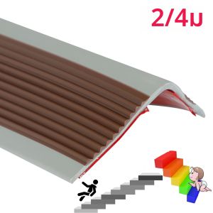 แผ่นกันลื่นสำหรับบันไดในร่มและกลางแจ้งขนาด2/4เมตรอุปกรณ์ป้องกันขอบบันไดด้วยตัวเองกันน้ำกันลื่น