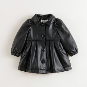 Marc&Janie | Sweet and Cool Faux Leather Girls Jacket with Small Collar