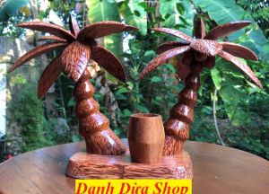 Có Video - Cây dừa làm từ gỗ dừa trưng bàn làm việc trưng bàn học - HÀNG 1 - mỹ nghệ gỗ dừa bến tre - Danh Dua Shop