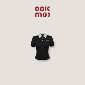 OAKMOO | Áo Thun Tay Ngắn Cổ Polo Gắn Mảnh Co Dãn