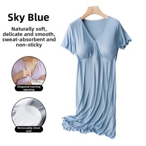 FENYE | Maternity Nursing Dress Front Open Short Sleeve Padded
