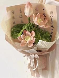 Creative DIY Lotus Flower Bouquet Handmade Material Kit Fun Twisted Flowers for Girlfriend Handcraft Kit Suitable for Ages 14+