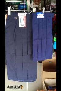 กระโปรงนักเรียนหญิงสีน้ำเงินเข้ม (ขอย้ำว่า ไม่ใช่น้ำเงินอ่อน) ตราเชอรี่ กระโปรง6จีบ ผ้าโทเร (ไม่มัน) (ขนาด=ความยาว*เอว)