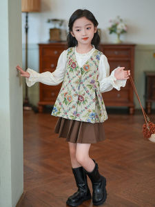 Áo Vest Thêu Hoa Cổ Điển Lãng Mạn Cho Bé Gái Áo Khoác Ngoài Thời Trang Thu Đông 2025 Áo Thun Cotton Không Tay Không Gấu