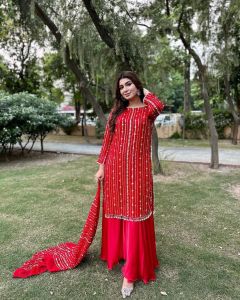 [PRE-ORDER] Ready Made Faux Georgette With Embroidered Sequence Work Plazzo ( Delivery 10 Days )