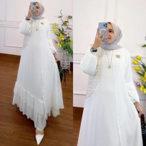 ALISHA MUSLIM FASHION GAMIS PEREMPUAN  TERBARU DRESS ABAYA CANTIK ABAYA CERUTY MIX BROCADE IMPORT [SALE] GAMIS CERUTY RENDA FASHION MUSLIM // BISA COD // HARGA MURAH // GROSIR ECER