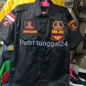 kemeja seragam Grib Jaya/kemeja lengan pendek bahan dril