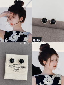 Chocho Black Agate Silver Earrings Womens Fashion Jewelry Vintage High-End Sensation Lightweight Luxury Pure Silver Ear Rings