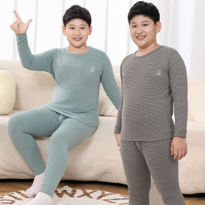 Thickened plus Size Boys Thermal Underwear Set Warm Sleepwear Autumn Winter Polyester Spandex Fleece Lined Kids Clothing
