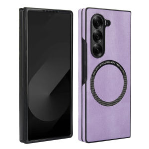 szhaiyu | Shockproof Protective Leather Phone Case For Samsung Galaxy Z Fold 8 7 6 5 4 Ultra Magnet Ring Compatible with Wireless Charger