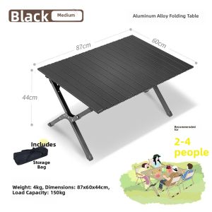 LINSI | Foldable Camping Table Wood Grain Aluminum