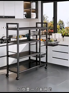 4-Tier Multipurpose Storage Rack Trolley Rack with Wheel Kitchen Storage Rack Microwave Oven Shelf Rak Dapur 带轮置物架