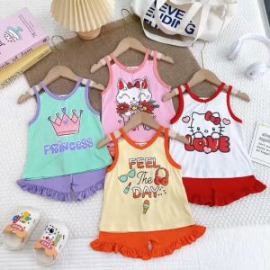 Bộ Quần Áo Trẻ Em Ba Lỗ Viền Dây Cho Bé Hiệu Minky Mom Vải Thun Lạnh Mềm Mát Phối Màu Dễ Thương Cho Bé Gái 0-8 tuổi BL-IN56