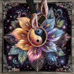 VIKAMA Mandala Flower Tarot Card Tablecloth Sun Tai Chi Tarot Card Tablecloth Divination Cloth Oracle Card Mat Home Decor