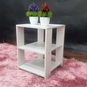 ORANGE Meja Nakas Kayu Meja Samping Kamar Tidur Meja Sisi Ranjang Susun Bedside 2 Susun Minimalis